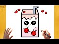 How to Draw Cute Cherry Juice Box l Kawaii Easy Drawing For Kids 