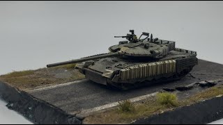 9-Minute Immersive Miniature Model Making ASMR: a 1/72 Scale Battlefield Diorama |With T-80BVM tank