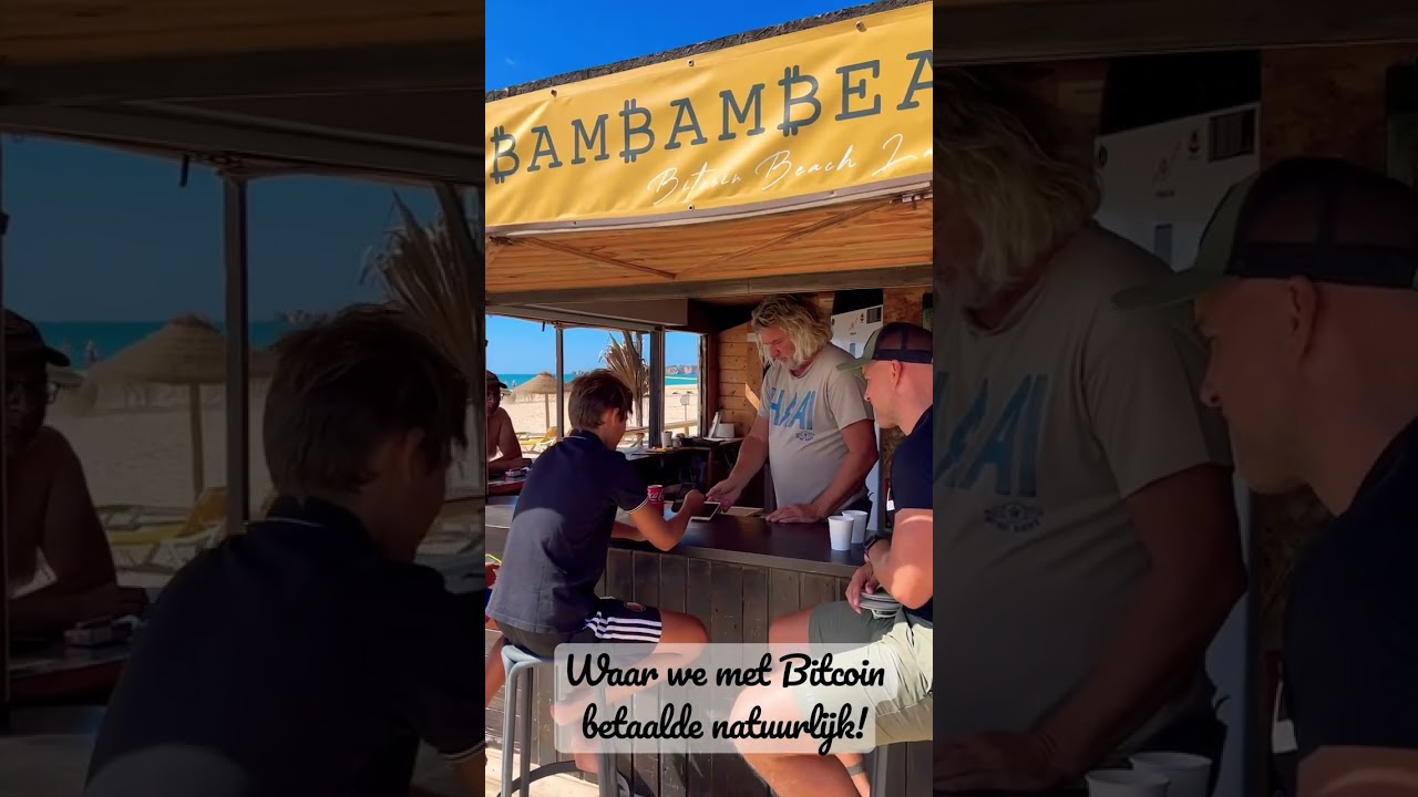 JustBfreefam eerste betaling met Bitcoin @bambambeach in Lagos