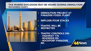 Four stacks being imploded at Paradise Fossil Plant