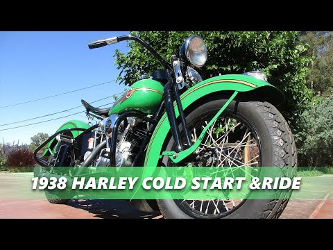 1938 Harley Davidson EL Knucklehead Cold Start and Ride