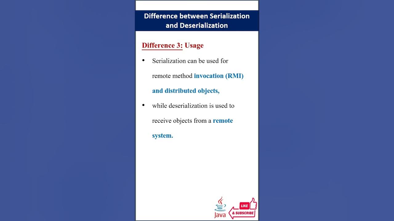 Difference between serialization and deserialization java 
