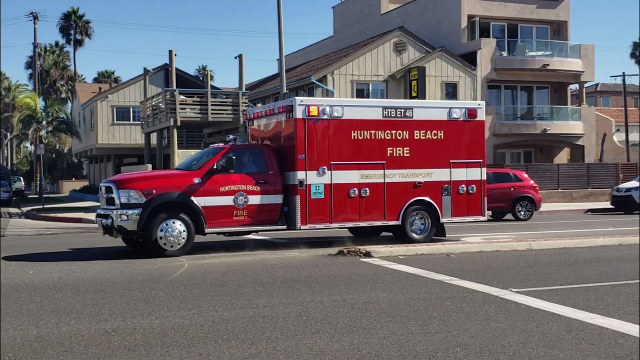 Huntington Beach Fire Department Emergency Transport 46 responding ...