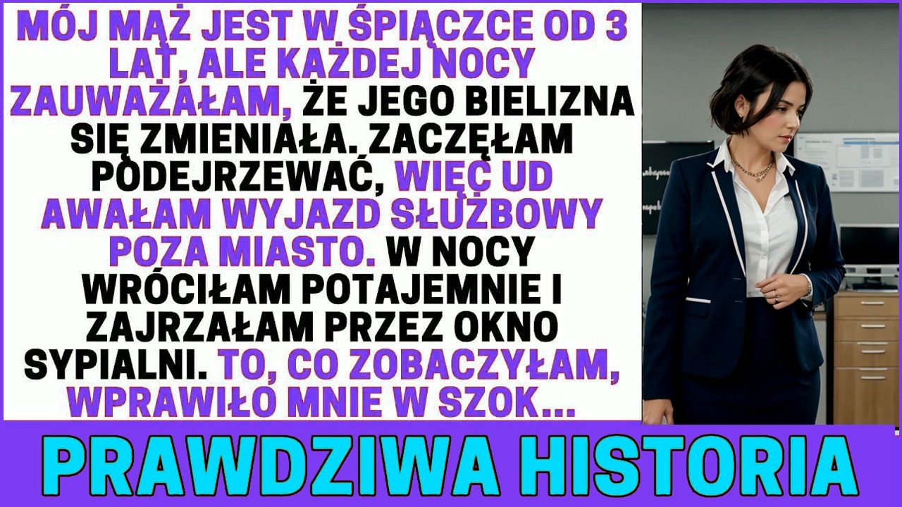 Mąż leżał w śpiączce przez trzy lata, a ja poświęciłam mu całe życie. Każdego ranka zmieniałam mu bieliznę, ale pewnego dnia zauważyłam, że ktoś robi to nocą. Pomyślałam, że to pielęgniarka, ale...