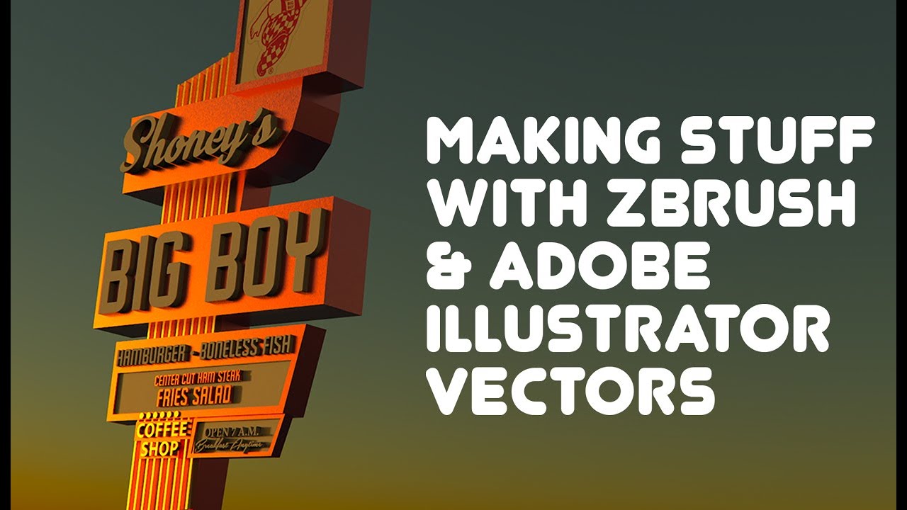 Zbrush And Adobe Illustrator Vintage Sign Creation With Vectors Youtube