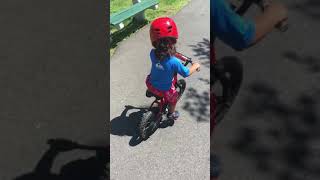 1 yr old riding bike.  Kamari showing more control days after learning how to ride #BMX.  #dirtbike