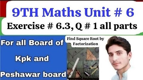 9th Maths Exercise 6.3 Kpk board | Exercise 6.3 Question 1 | Find square root by factorization