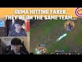 Gumayusi hitting Faker even though they