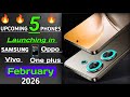 UPCOMING 5 Phones 🔥🔥 Launching in Feb 2026 || #samsung #oppo  #vivo  #oneplus  || 