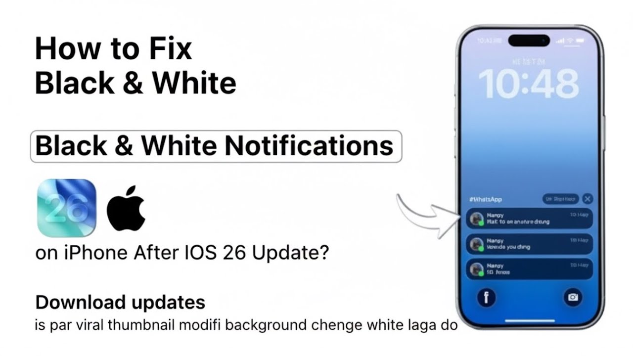 How to Fix Black & White Notifications on iPhone After iOS 26 Update? Download updates | Mobilecrazy