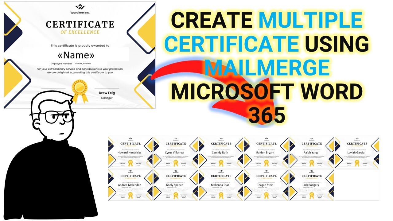 HOW TO CREATE MULTIPLE CERTIFICATE USING MAILMERGE MICROSOFT WORD 365 ...