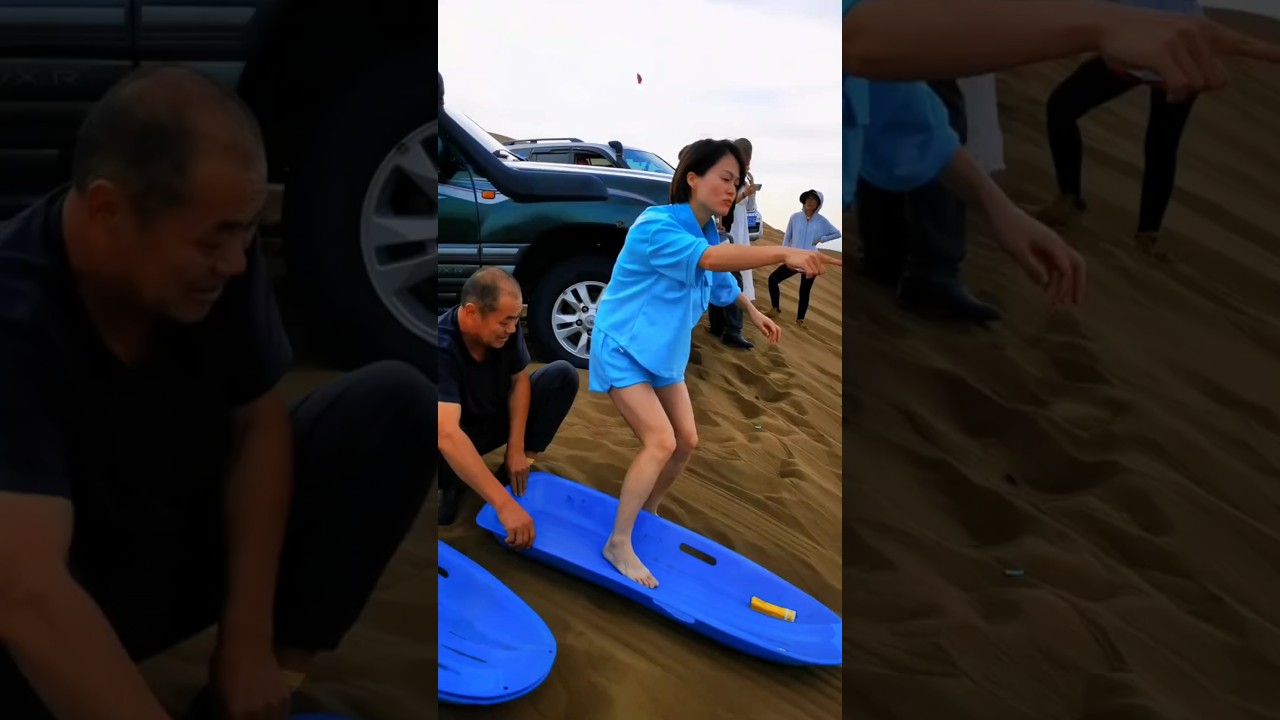 She enjoy🙃sand Slide at desert 🏜️