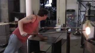 Glassblowing - Part 2 Angelo Fico pulls glass cane.