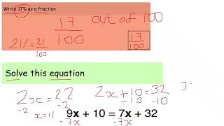 Percentage and Equation KS3 GCSE 9-1 Maths Mathematics KS3 Mathematics