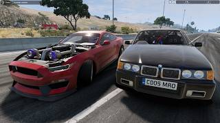 Mustang Cuadruples Turbos VS Drag 3000HP BMW E36 - DRAG RACING / BEAMNG /