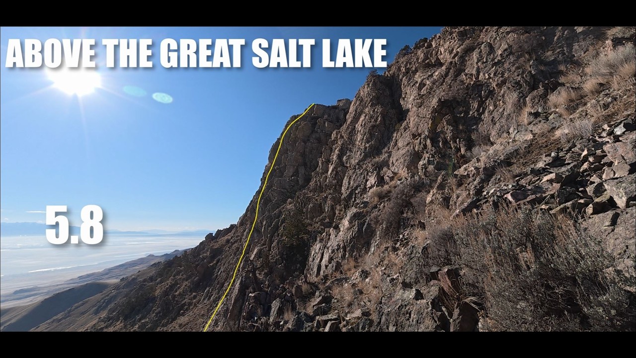 Climbing the only established trad climb on Antelope Island