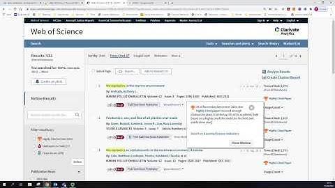 Highly Cited Papers and Hot Papers in Web of Science