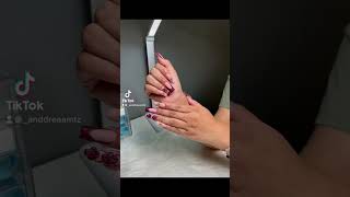 Medium acrylic nails with burgundy glitter design ❤️