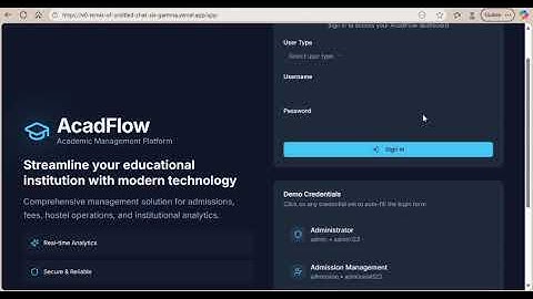 Acadflow | SIH 2025 | Prototype of ERP Based Integrated Student Management System