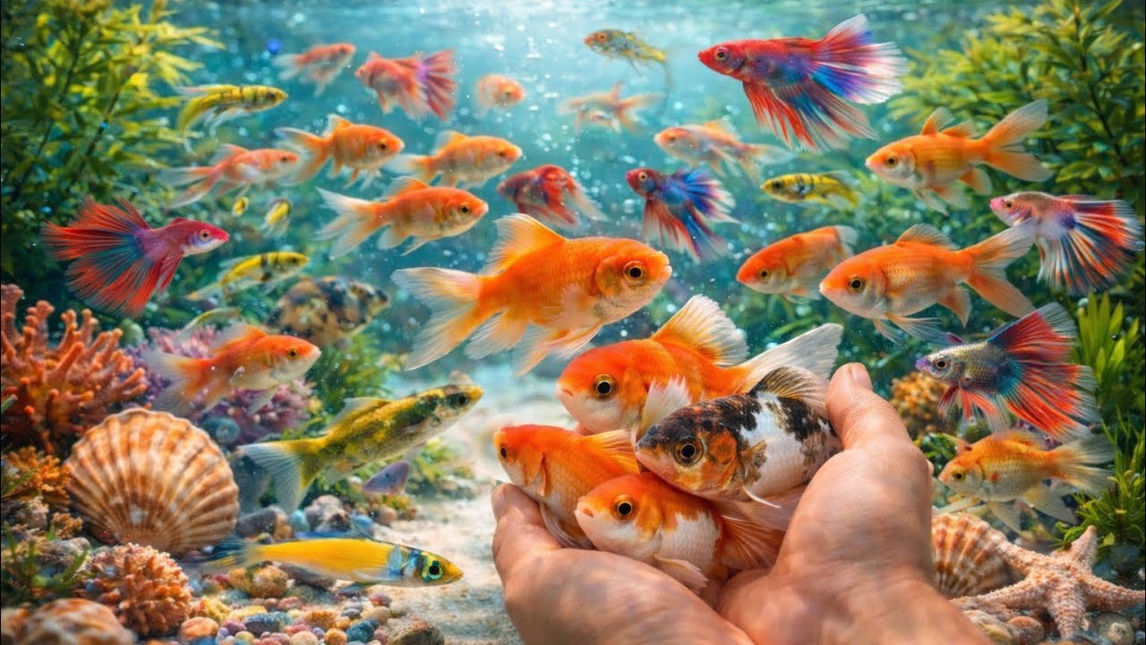 Happy Fish Catching: Koi, Goldfish & Betta in an Egg Container