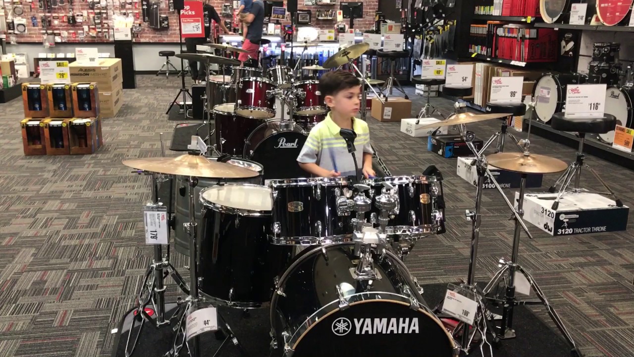 Kid Drummer jammin at Guitar Center YouTube