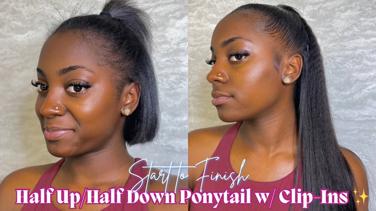 Half Up Half Down Ponytail Tutorial w/ Seamless Clip Ins (on short hair) ✨  *beginner friendly* 