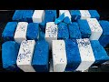 Blue Dyed Gym Chalk Block Crushing Satisfying Gym Chalk Crush