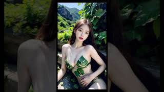[4K AI 룩북] AI art 부엌에서 앞치마 패션  vrog lookbook model / Girl In Clothes From Leaves