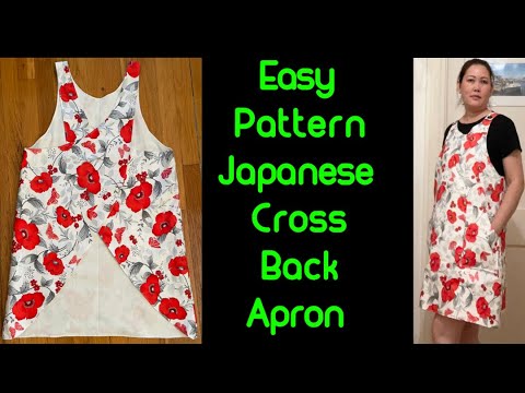 Cross back Japanese Style Apron sewing pattern with pockets