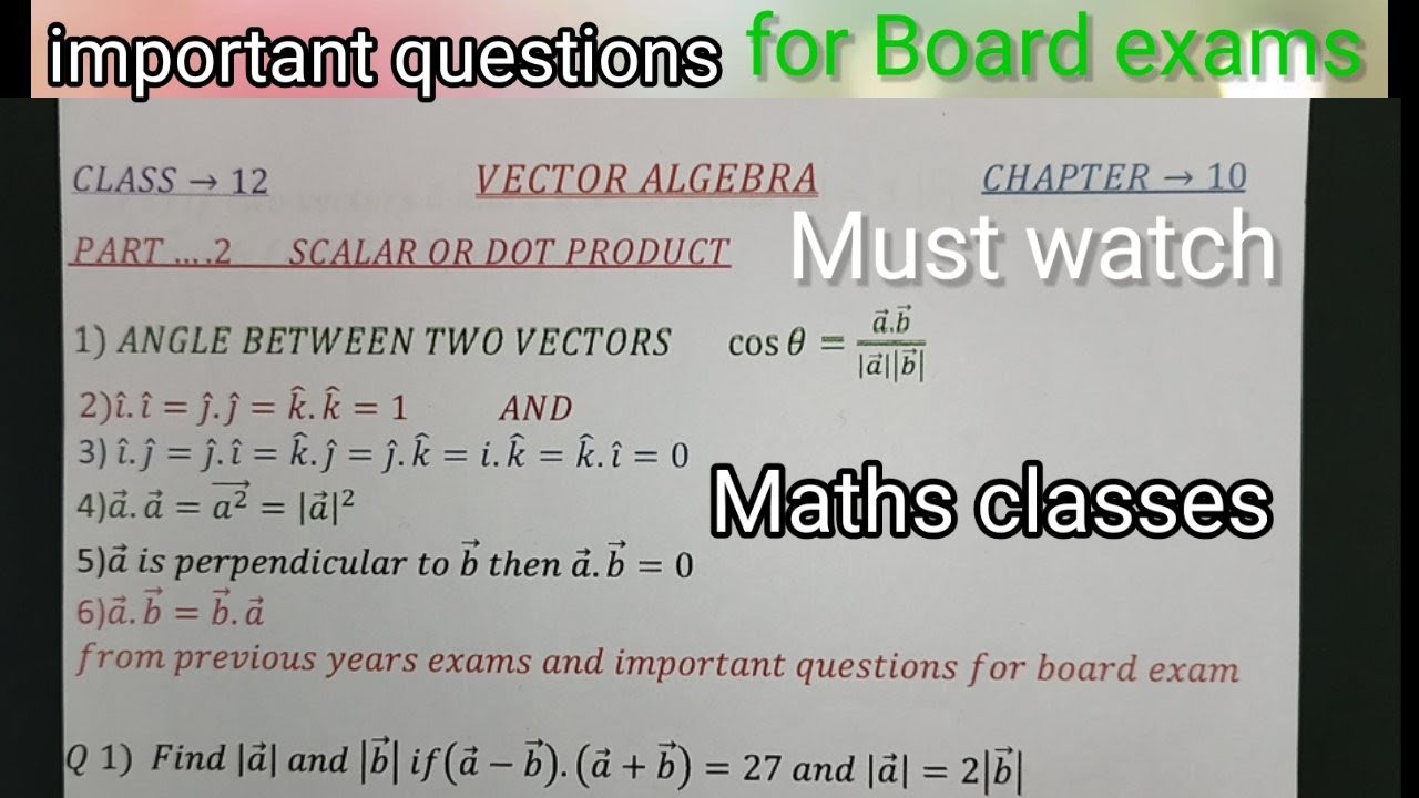 Vector algebra class 12 from previous years board exams and