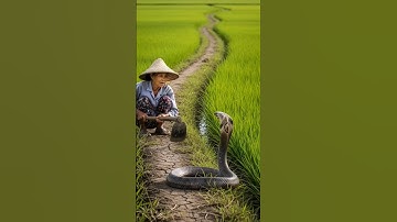 A grandmother in the rice field hit the head of a cobra with a hoe. 🐍 #shorts