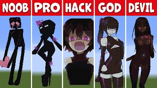 Endergirl (NOOB vs PRO vs HACKER vs GOD vs DEVIL) Enderman Girl Pixel Art Challenge in Minecraft