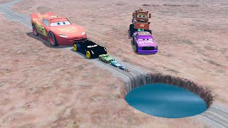 Big & Small Mcqueen Cars Vs Giant Pit - Beamng.drive Johan Mcqueen