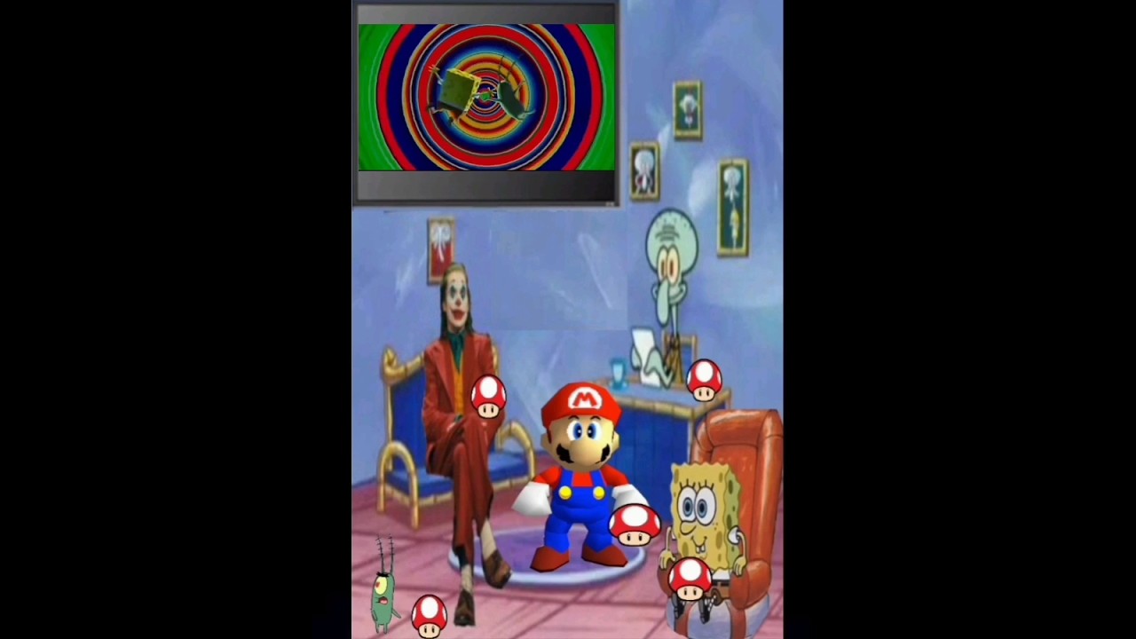 Joker, Mario, & SpongeBob Eat Special Mushrooms on Squidward Chat #shorts #joker #spongebob
