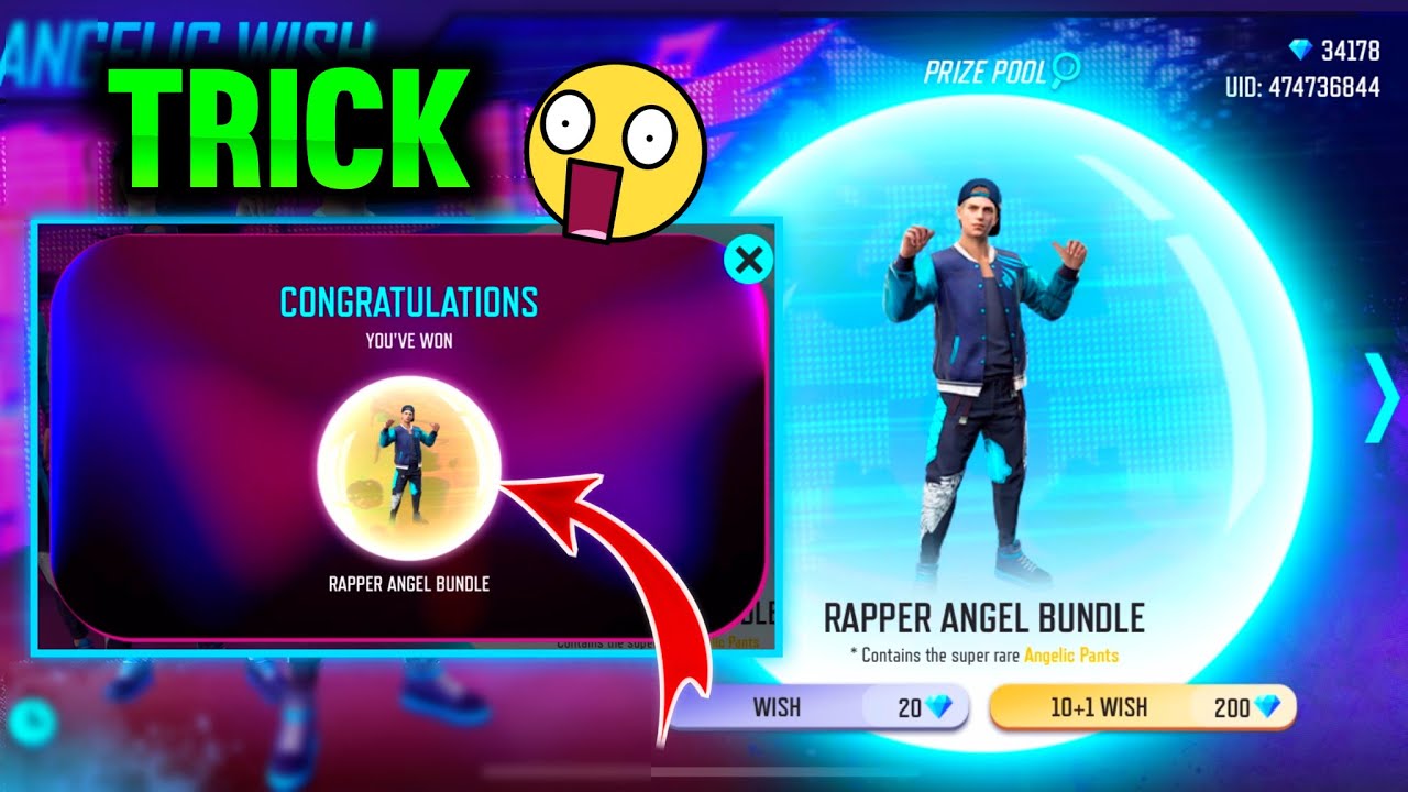 1 SPIN TRICK ANGELIC WISH EVENT | NEW EVENT FREE FIRE | ANGELIC PANTS FREE FIRE | 