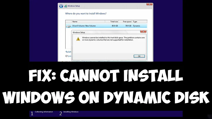 Fix cannot install Windows on dynamic disk