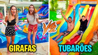 QUEM FIZER O MELHOR PARQUE AQUÁTICO COM ITENS DA MANSÃO VENCE! - RAFA VS LUIZ