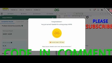 GFG POTD 11/08/2024 IN C++ MOST IMPORTANT INFORMATION | CODE IN COMMENT #geeksforgeeks #gfg #potd