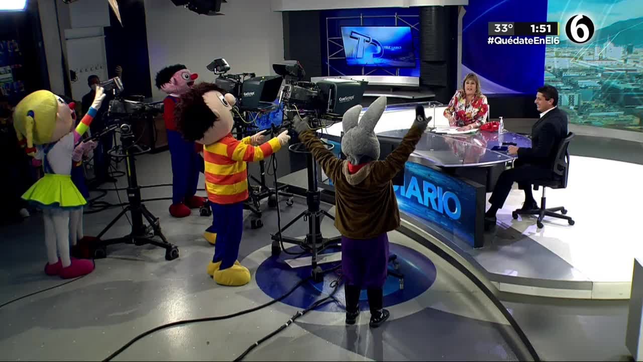 Bely y Beto visitan Telediario Mediodía por el Día del Niño