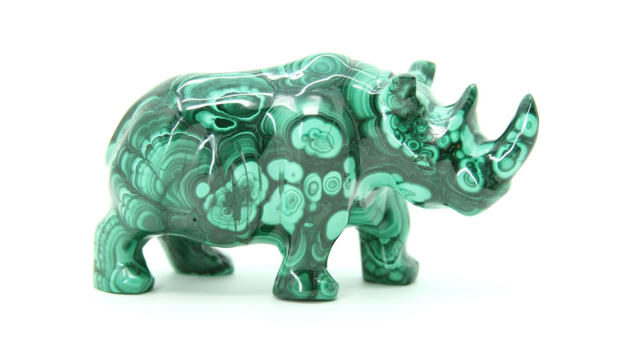 Malachite Rhinoceros Carving￼