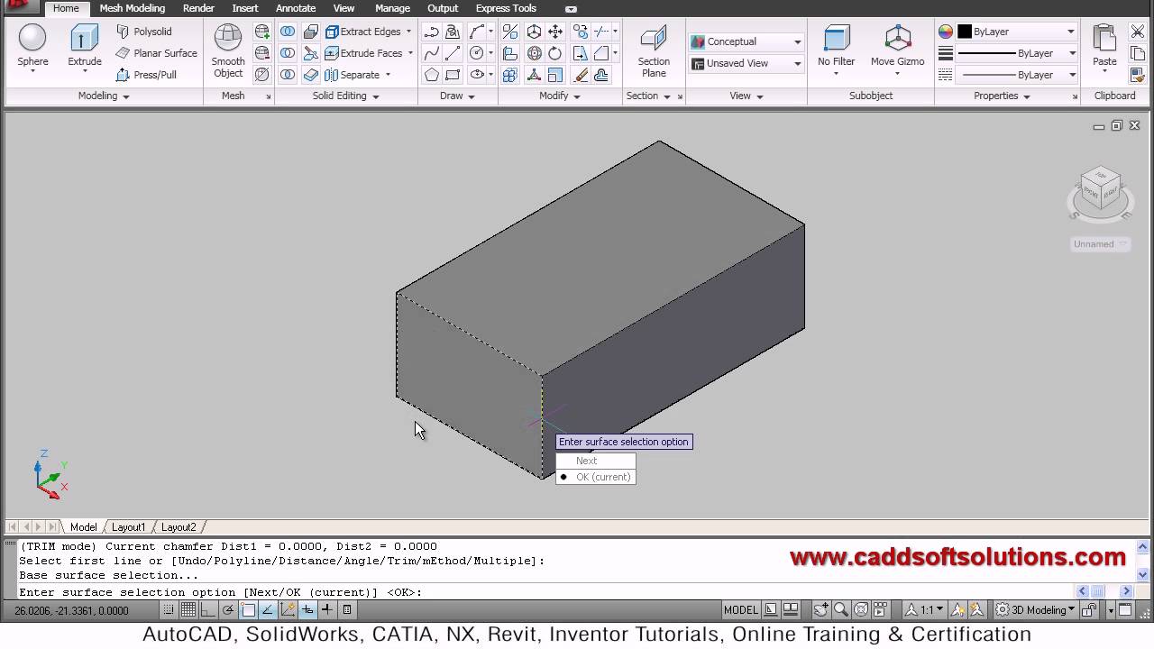 Autocad 3D Chamfer