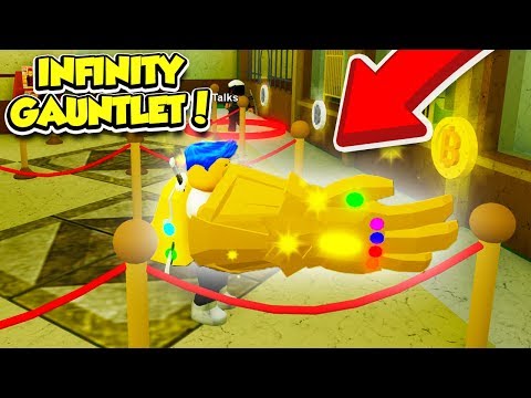 Using Thanos Infinity Gauntlet To Rob The Bank In Robbery Simulator Roblox Youtube - robbing the hello neighbor house roblox robbery simulator youtube