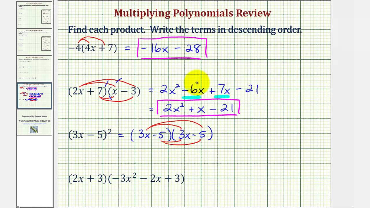 Ex: Multiplying Polynomials Review - YouTube