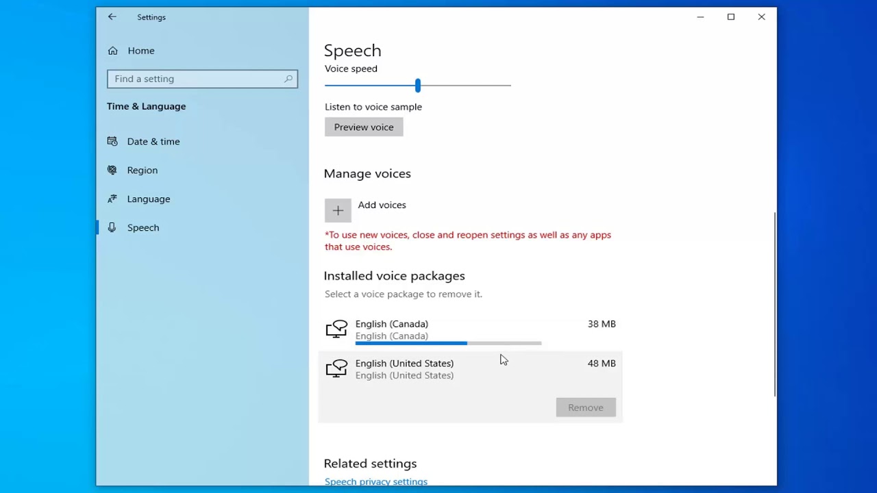 how to get more text to speech voices windows 10