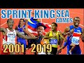 Sprint king 100m sea games 2001  2019  raja pecut 100m sukan sea 2001  2019  southeast asia