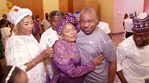 QUEEN SALAWA ABENI AND MC OLUOMO MOMENT ON STAGE AT HER 60TH BIRTHDAY CEREMONY IN LAGOS