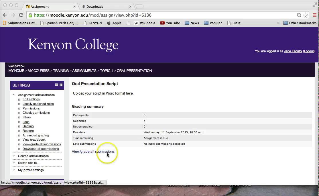 moodle download all assignment submissions