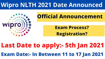 Wipro NLTH 2021 Official Date Announced. Last Date:- 5 Jan 2021 #WiproNLTH2021 #Wipro #Nlth2021