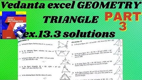 class 9 vedanta excel in maths geometry triangle solutions. ex 13.3 mathematics