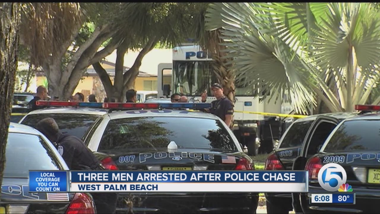 West Palm Beach police pursuit ends in arrests - YouTube